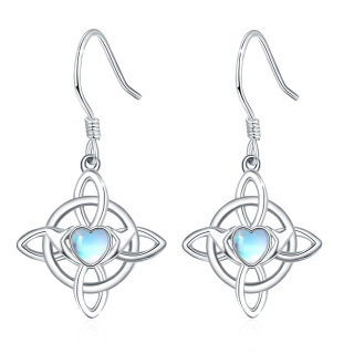 Sterling Silver Moonstone Celtic Knot Drop Earrings-39