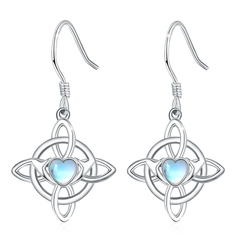 Sterling Silver Moonstone Celtic Knot Drop Earrings-18