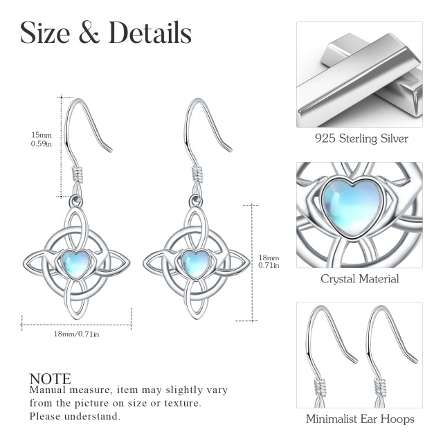 Sterling Silber Mondstein Keltischer Knoten Tropfen Ohrringe-5