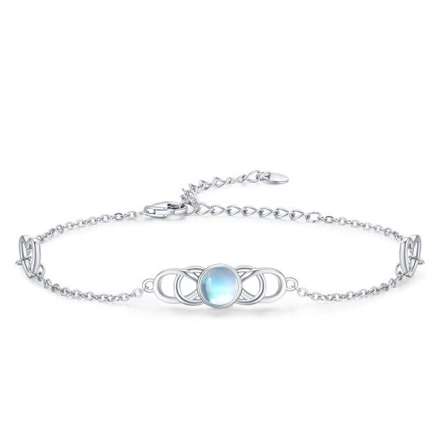 Sterling Silver Moonstone Celtic Knot & Heart Pendant Bracelet-3