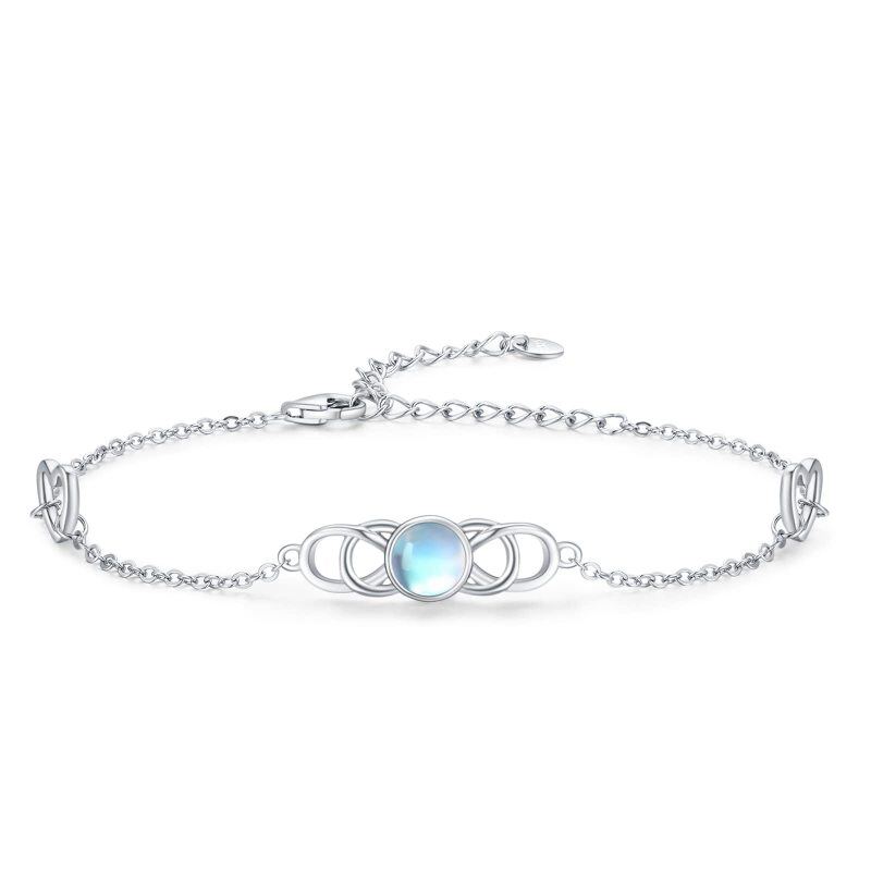 Sterling Silver Moonstone Celtic Knot & Heart Charm Bracelet-18