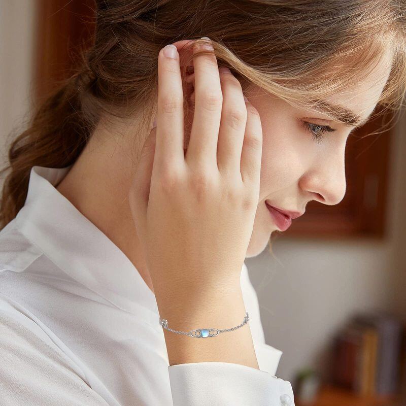 Sterling Silver Moonstone Celtic Knot & Heart Charm Bracelet-2