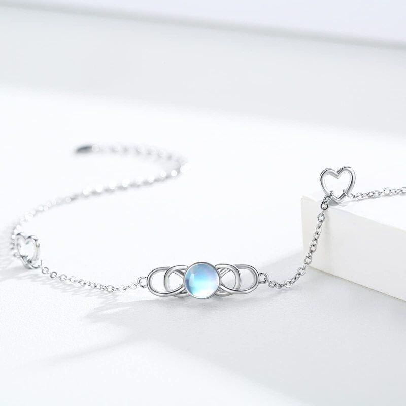 Sterling Silver Moonstone Celtic Knot & Heart Charm Bracelet-3