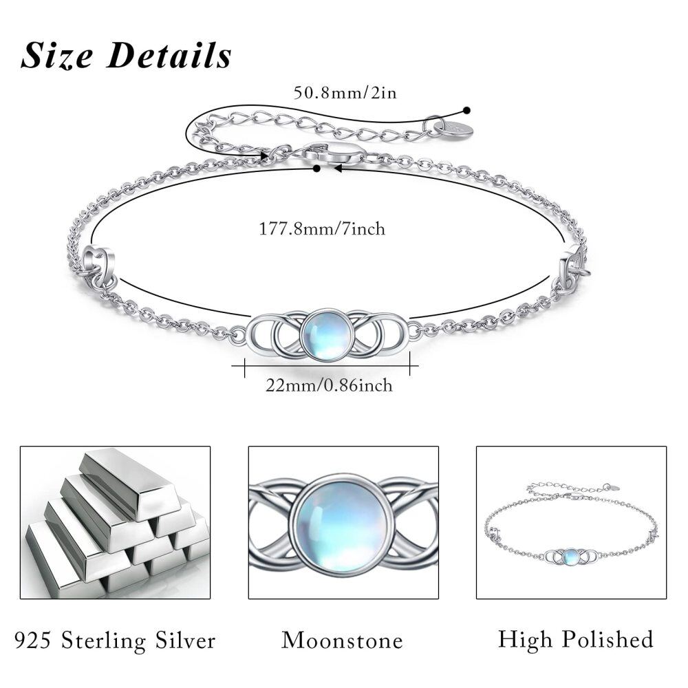 Sterling Silver Moonstone Celtic Knot & Heart Charm Bracelet-4