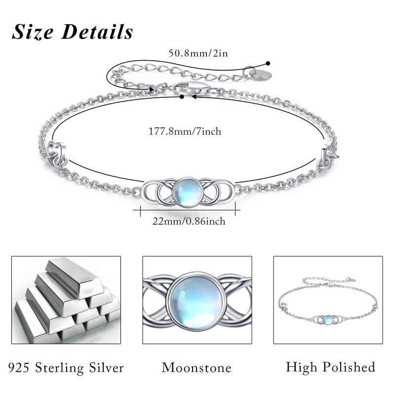Sterling Silver Moonstone Celtic Knot & Heart Charm Bracelet-4