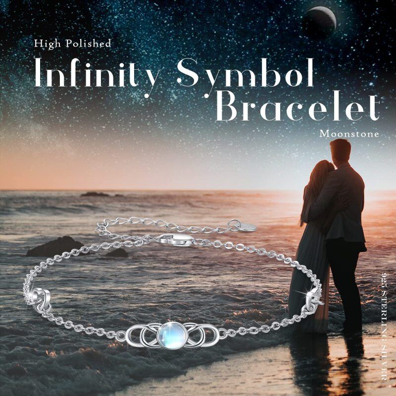 Sterling Silver Moonstone Celtic Knot & Heart Charm Bracelet-5