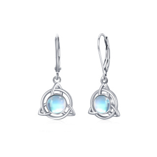 Sterling Silver Moonstone Celtic Knot Lever-back Earrings-48