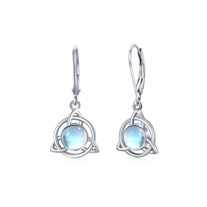 Sterling Silver Moonstone Celtic Knot Lever-back Earrings-19