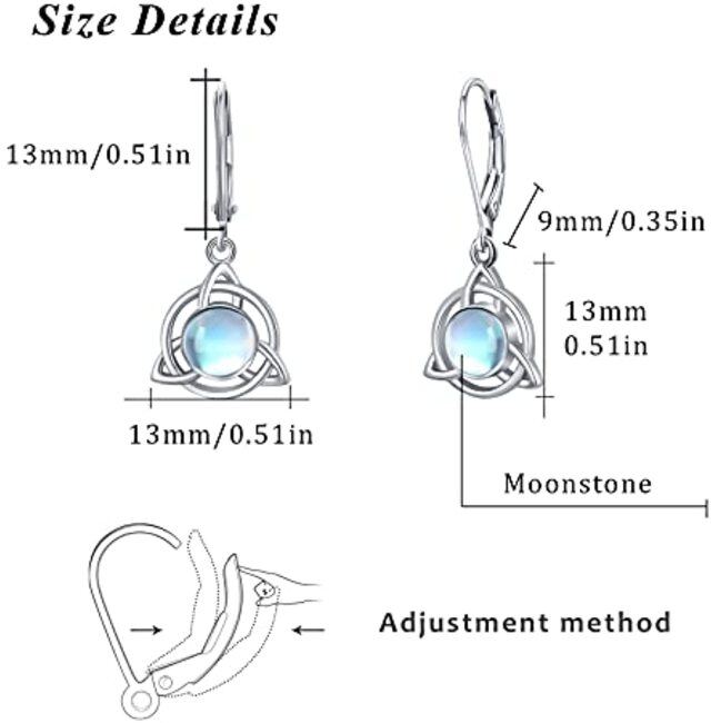 Boucles d'oreilles en Argent Sterling Moonstone Celtic Knot Lever-back-6