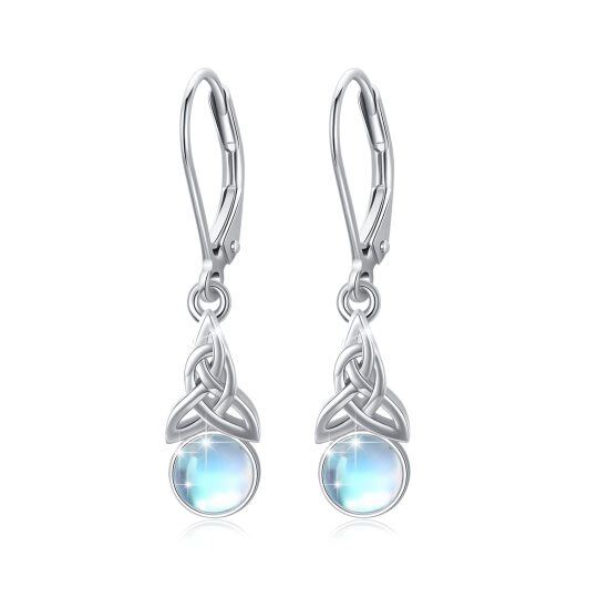 Sterling Silver Moonstone Celtic Knot Lever-back Earrings