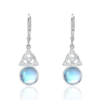 Sterling Silver Moonstone Celtic Knot Lever-back Earrings-13