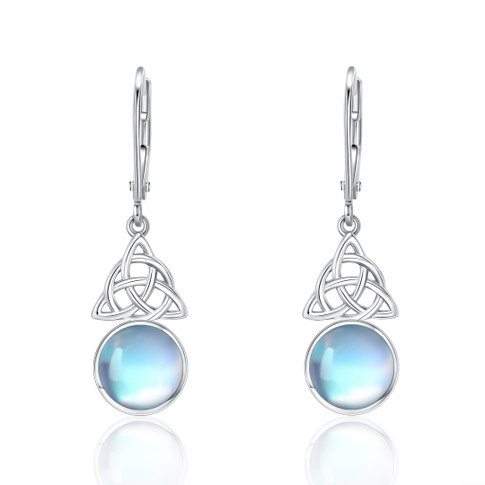 Sterling Silver Moonstone Celtic Knot Lever-back Earrings