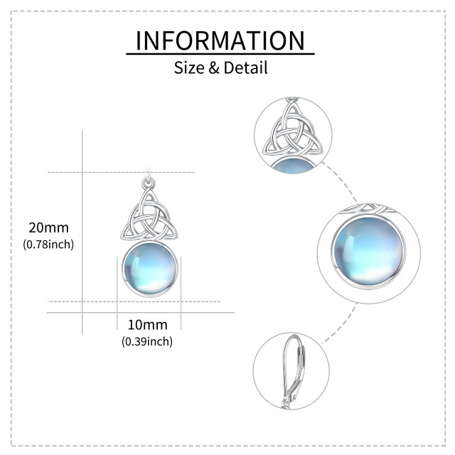 Pendientes de plata de ley con nudo celta y piedra de luna-5