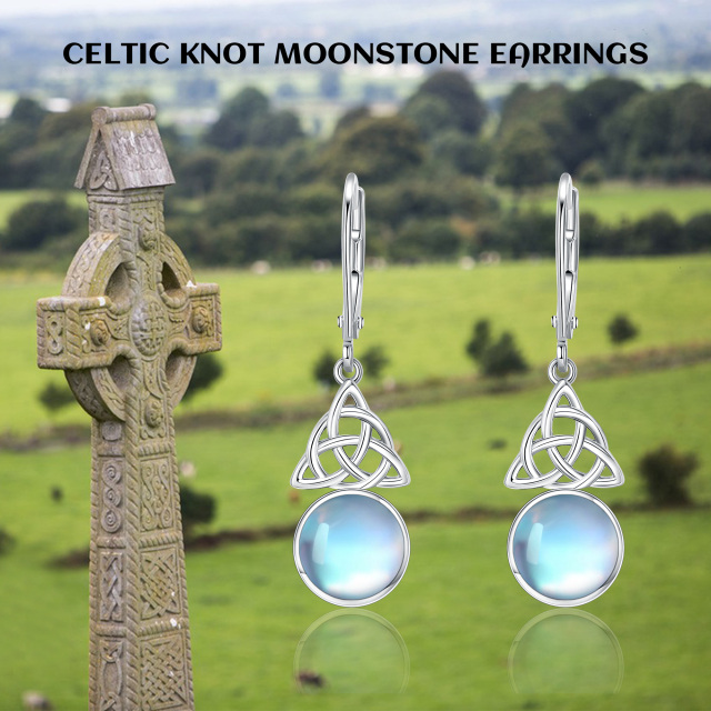 Boucles d'oreilles en Argent Sterling Moonstone Celtic Knot Lever-back-6