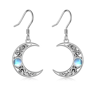 Sterling Silver Moonstone Celtic Knot & Moon Drop Earrings for Women-5