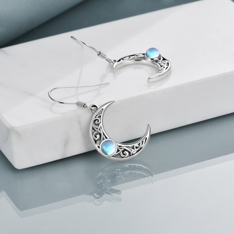 Sterling Silver Moonstone Celtic Knot & Moon Drop Earrings for Women-4