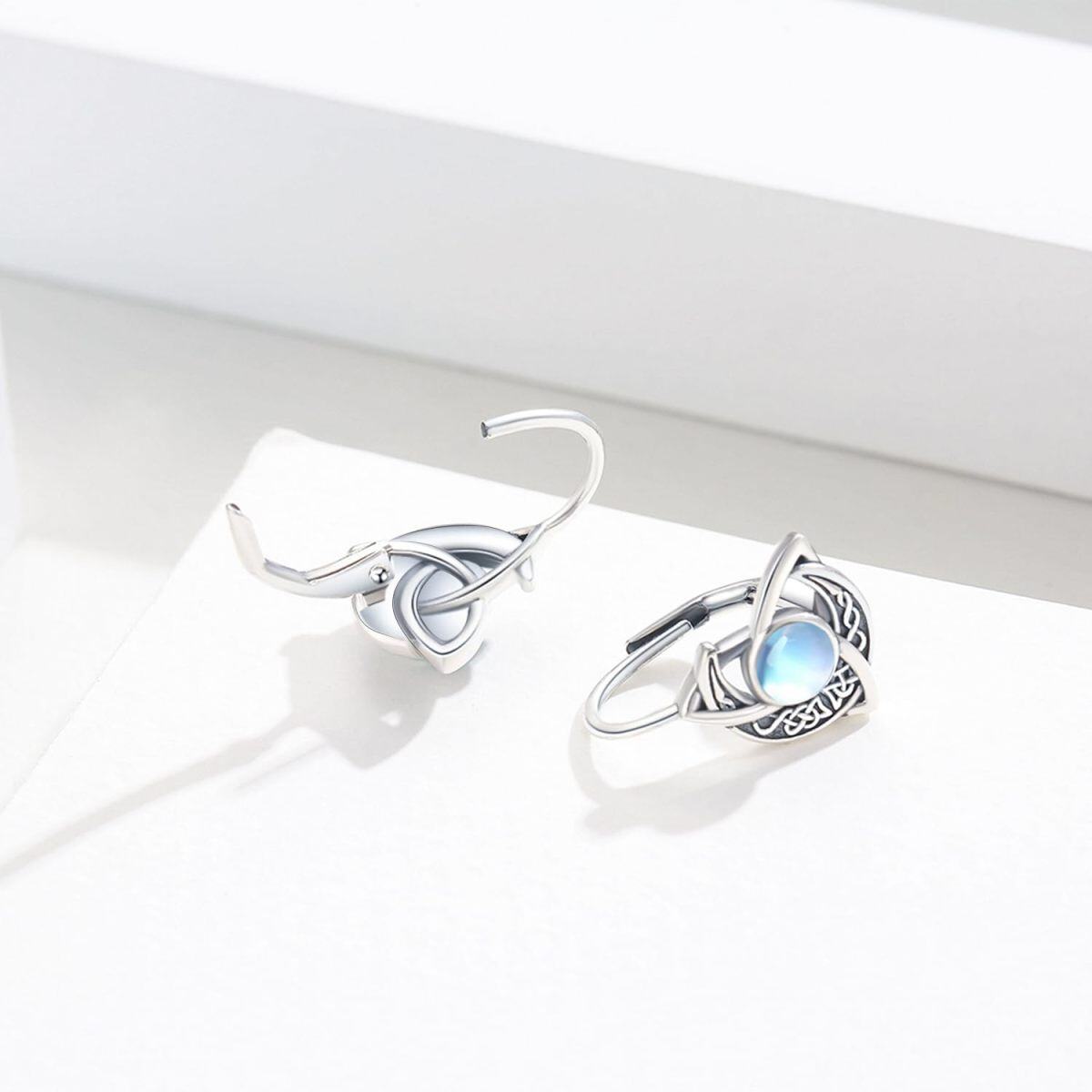 Boucles d'oreilles dormeuses en argent sterling avec nœud celtique et lune en pierre de lune-5