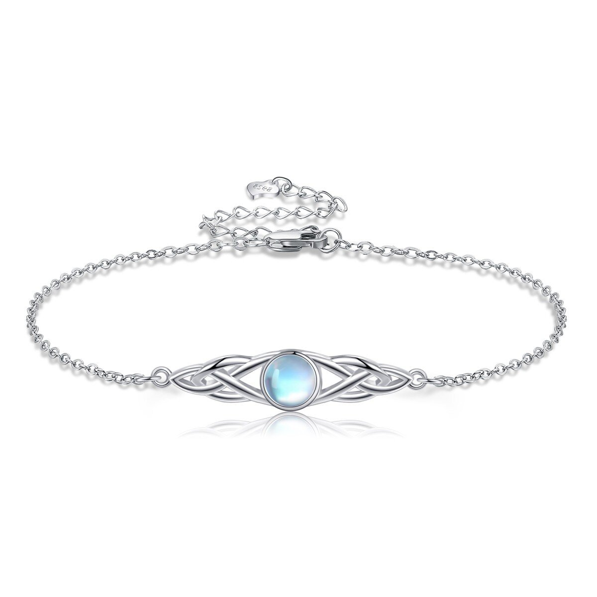 Sterling Silver Moonstone Celtic Knot Pendant Bracelet-1