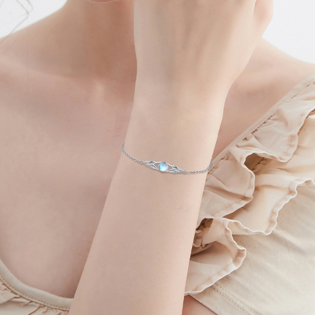 Bracciale con ciondolo nodo celtico in pietra di luna in argento sterling-2