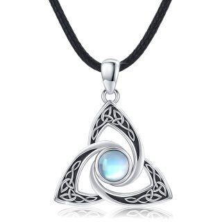 Sterling Silver Moonstone Celtic Knot Pendant Necklace for Men-40