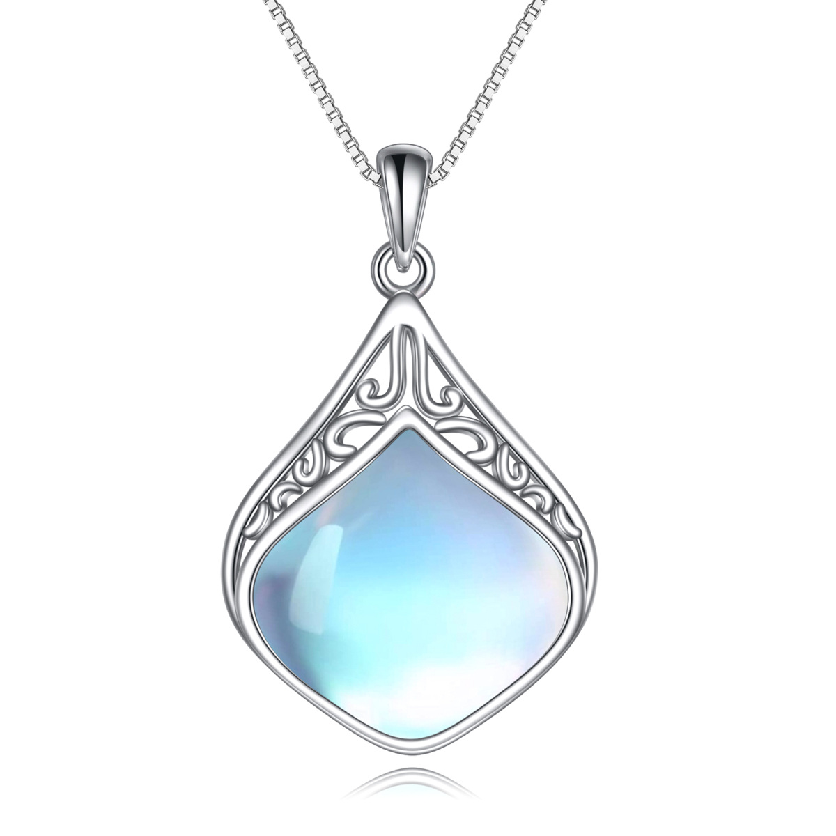 Sterling Silver Moonstone Celtic Knot Pendant Necklace-1