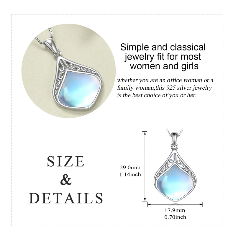 Collar con colgante de nudo celta de piedra lunar en plata de ley-5