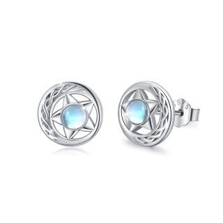 Sterling Silver Moonstone Celtic Knot & Star Stud Earrings-45