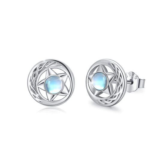 Sterling Silver Moonstone Celtic Knot & Star Stud Earrings