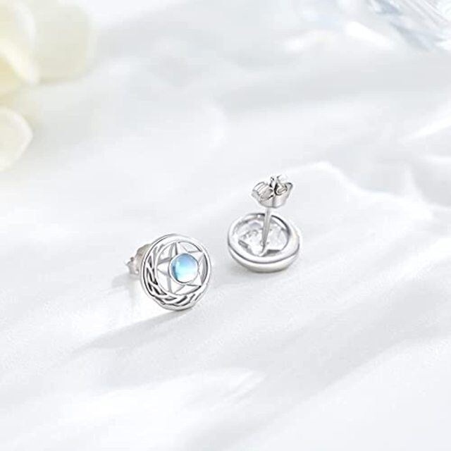 Boucles d'oreilles en argent sterling avec nœud celtique et étoile en pierre de lune-3