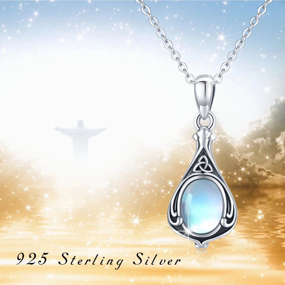 Sterling Silver Moonstone Celtic Knot & Triforce Urn Necklace for Ashes-5
