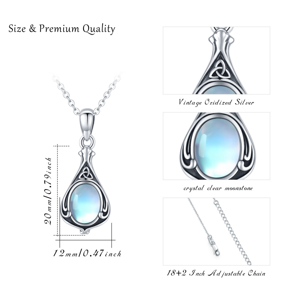 Sterling Silver Moonstone Celtic Knot & Triforce Urn Necklace for Ashes-7