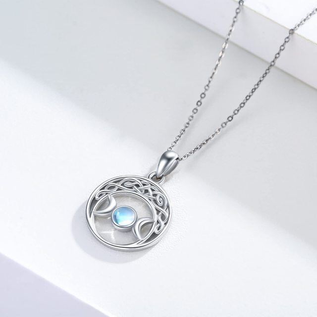 Collier en argent sterling avec nœud celtique en pierre de lune et pendentif triple déesse-5