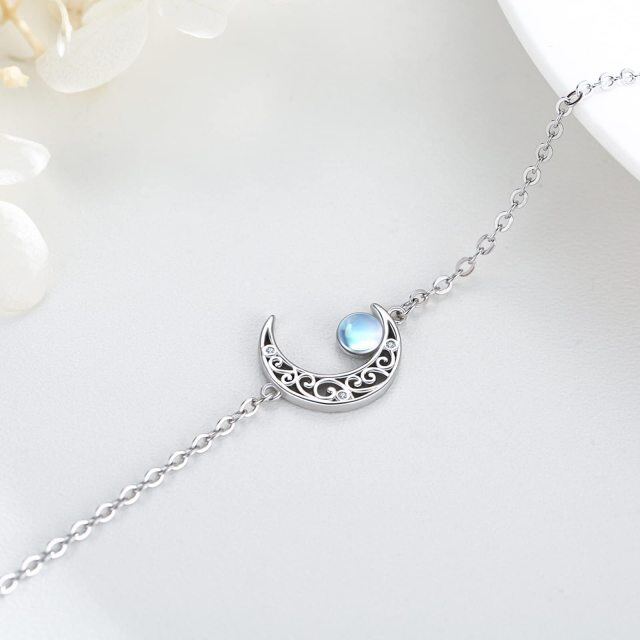 Bracelet pendentif lune celtique en argent sterling avec pierre de lune pour femmes et filles-4