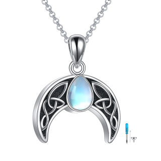 Sterling Silver Moonstone Celtic Knot & Moon Urn Necklace for Ashes for Women Men-7