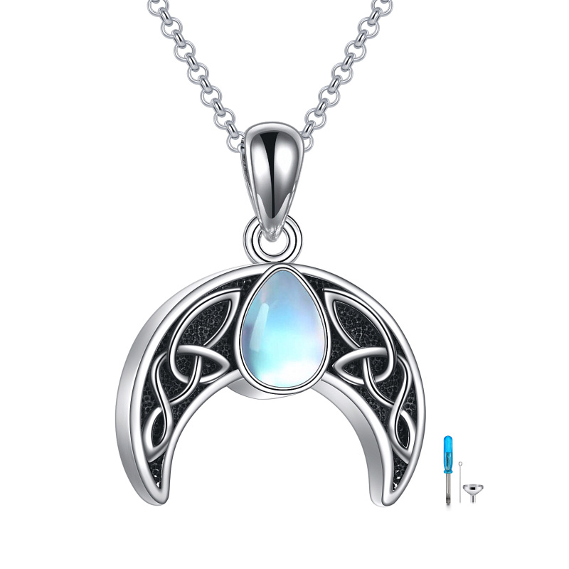 Collar de urna de plata de ley con nudo celta y piedra lunar para cenizas para mujeres y hombres-9