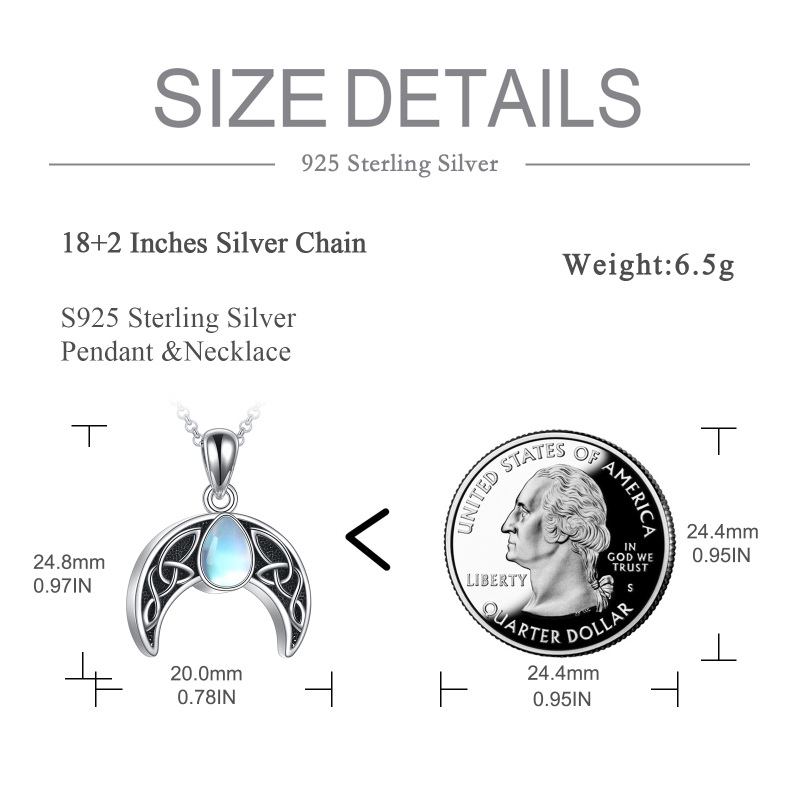 Sterling Silver Moonstone Celtic Knot & Moon Urn Necklace for Ashes for Women Men-5