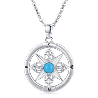 Sterling Silver Moonstone Compass Pendant Necklace-2