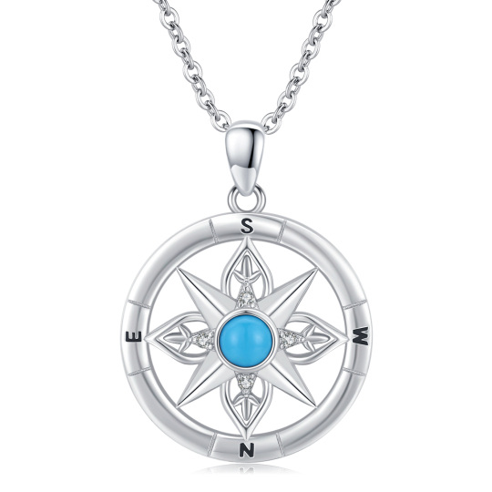 Collana con ciondolo a bussola in pietra di luna in argento sterling