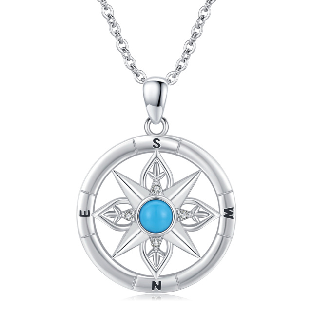 Sterling Silver Moonstone Compass Pendant Necklace-2