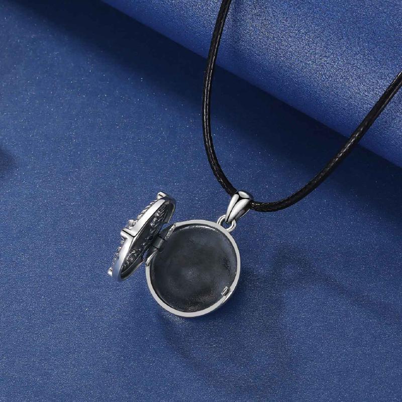 Sterling Silver Moonstone Compass Personalized Photo Locket Necklace-7