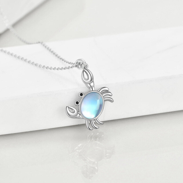 Collier en argent sterling avec pendentif crabe en pierre de lune-4