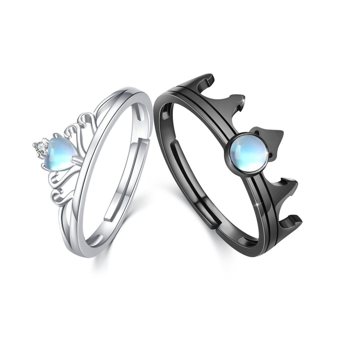 Anillos de plata de ley Moonstone The Crown Couple-1