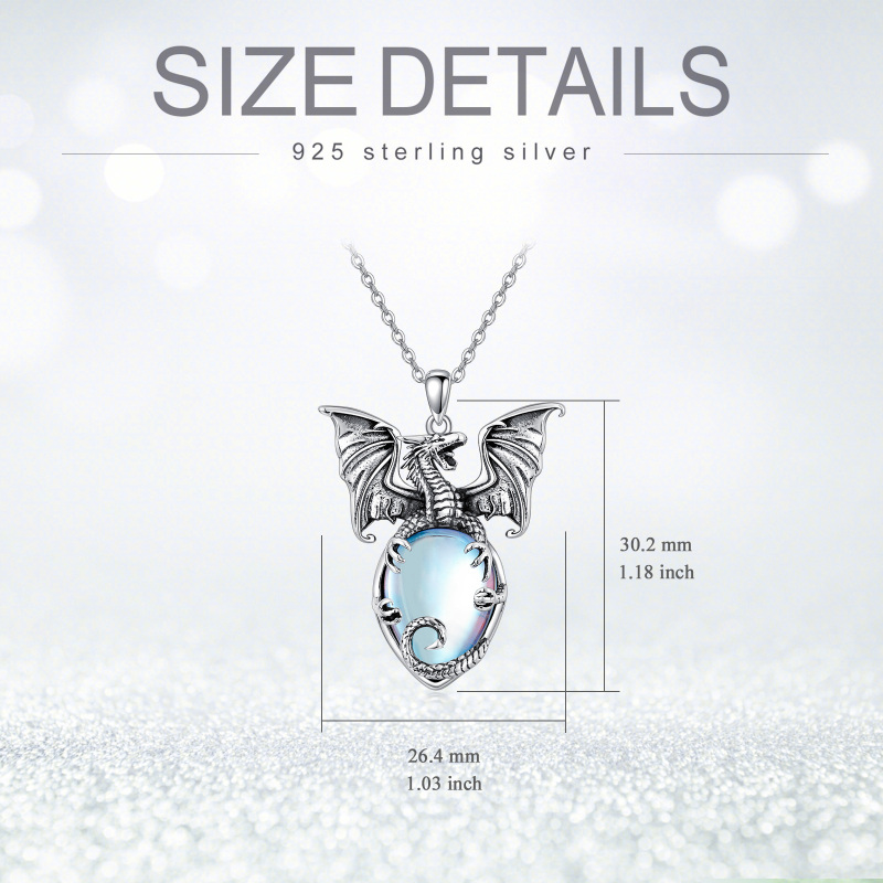 Collier avec pendentif Dragon en pierre de lune en argent sterling-6
