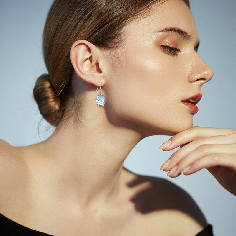 Sterling Silver Moonstone Dragonfly Drop Earrings-2