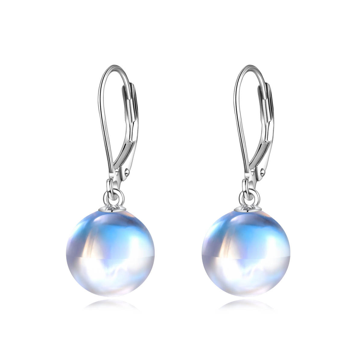 Sterling Silver Circle Moonstone Drop Earrings for Women Kids-1