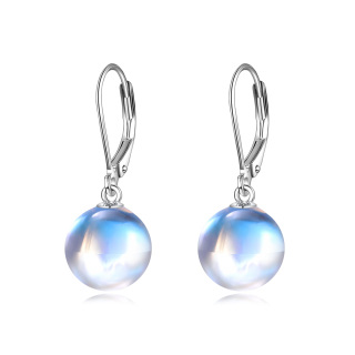 Sterling Silver Circle Moonstone Drop Earrings for Women Kids-17