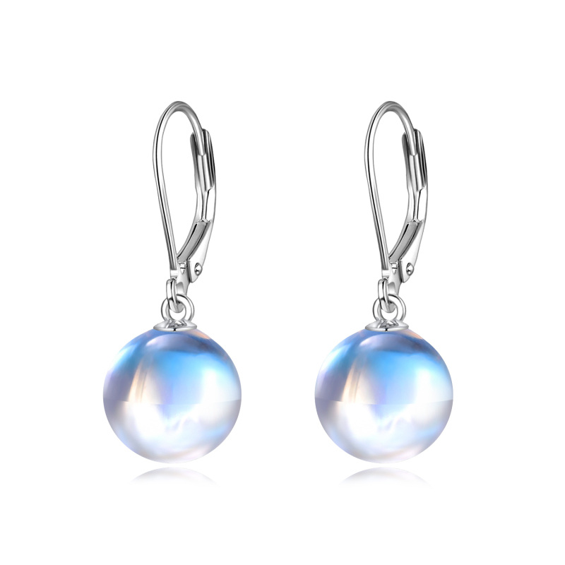 Sterling Silver Circle Moonstone Drop Earrings for Women Kids-13