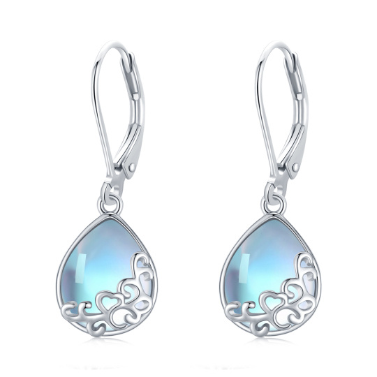 Sterling Silver Moonstone Drop Shape Lever-back Earrings