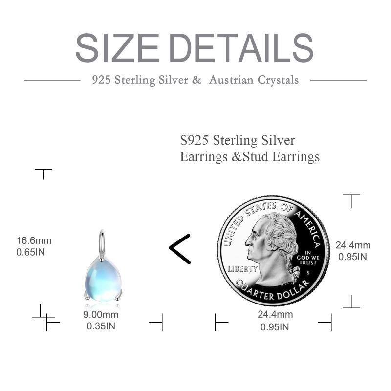 Sterling Silber Mondstein Tropfen Form Hebel-zurück Ohrringe-5