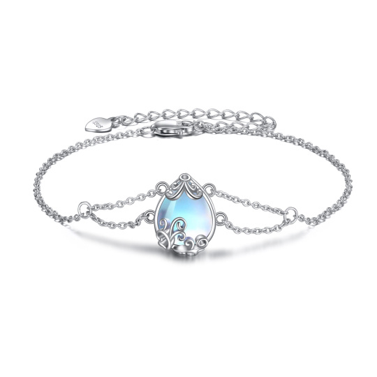 Bracciale con ciondolo a forma di goccia in pietra lunare in argento sterling